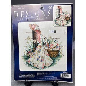 Paula Vaughan "Pink Ribbon" Cross Stitch Kit 7 1/4" x 7 1/4"  Complete Set with
